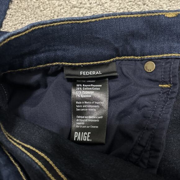 Paige Jeans Mens Size 36 Blue Federal Dark Wash Slim Straight Premium Denim - Picture 3 of 6